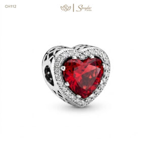 Charm Bạc Senyda Trái Tim Pha Lê Giác Viền Đá Xỏ