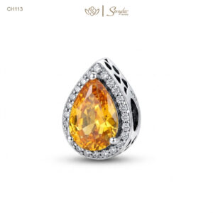 Charm Bạc Senyda Giọt Nước Vàng Viền Đá Xỏ