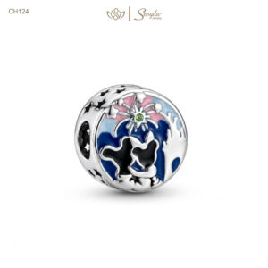 Charm Bạc Senyda chuột Mickey Minnie xem pháo hoa xỏ