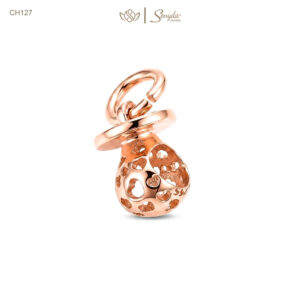 Charm Bạc Senyda chuông rỗng lỗ xi vàng hồng xỏ