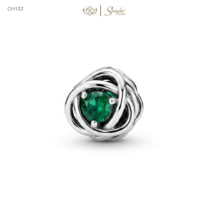 Charm Bạc Senyda 3 oval quấn nụ đá xỏ