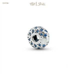Charm Bạc Senyda bấm vảy cá đá xanh dương xỏ