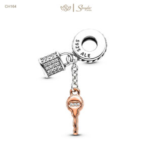 Charm Bạc Senyda ổ khóa đá tấm chìa khóa treo