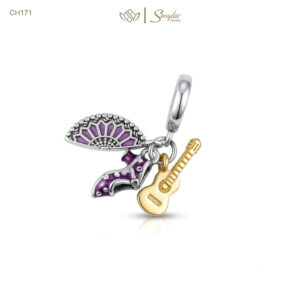 Charm Bạc Senyda quạt đàn giày màu đỏ treo