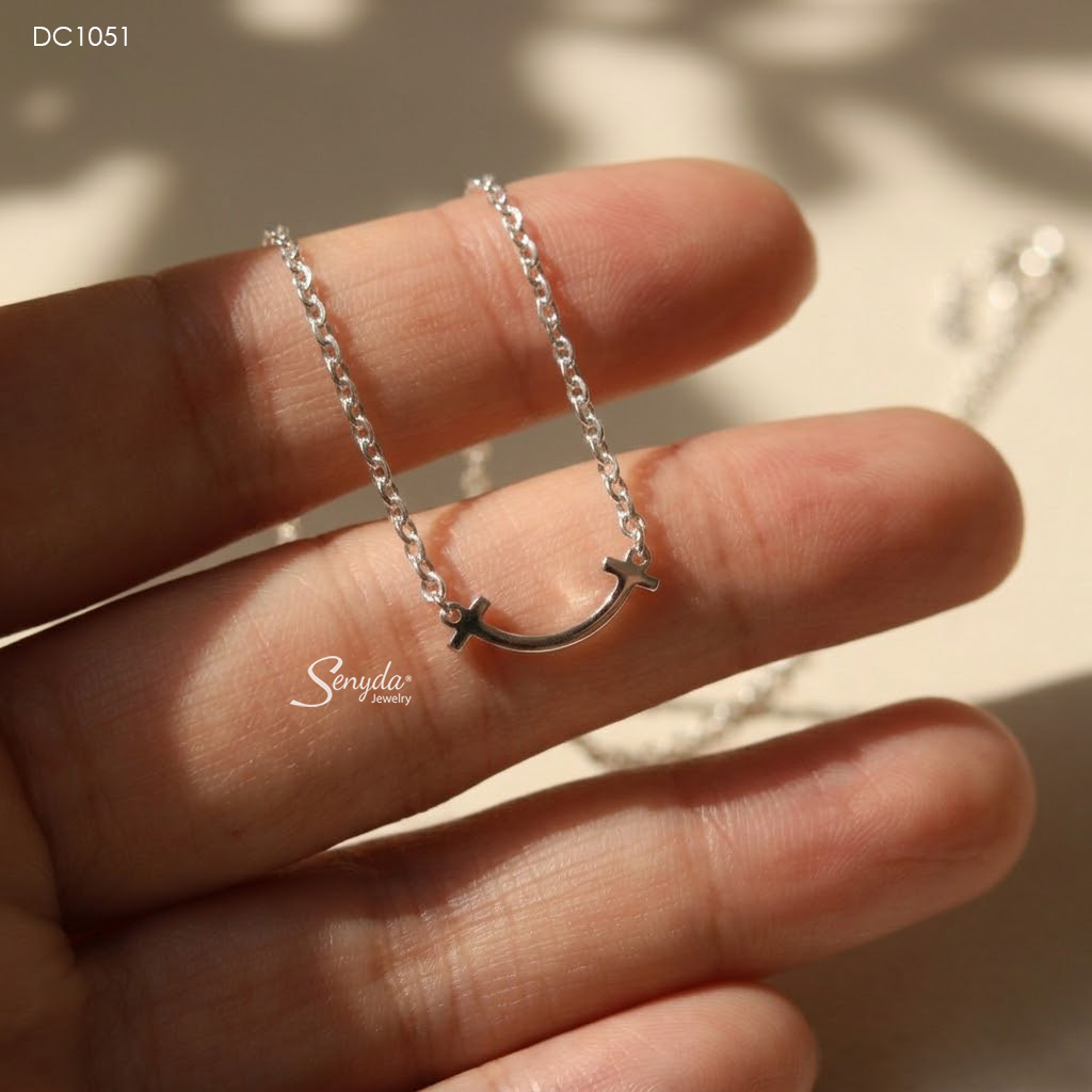 DC1051 Dây chuyền bạc Ý Senyda chữ I ngang cong