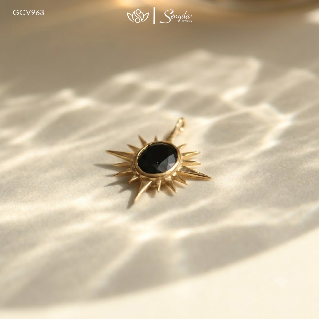 GCV963 Mặt dây chuyền vàng Senyda mặt trời nụ đá oval 6x8mm