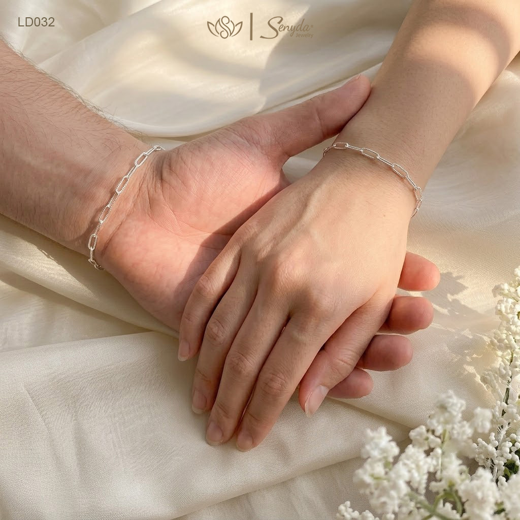Lắc đôi bạc Ý Senyda khoen dài