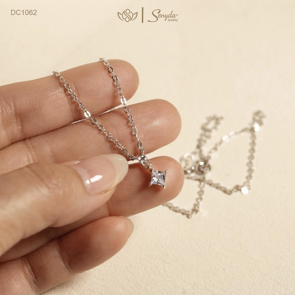 DC1062 Dây chuyền bạc Ý Senyda nụ đá nhỏ treo nụ đá vuông 4mm