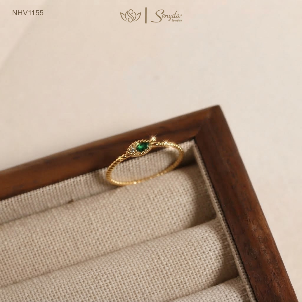 NHV1155 Nhẫn vàng Senyda mặt cá đá đai bi trơn