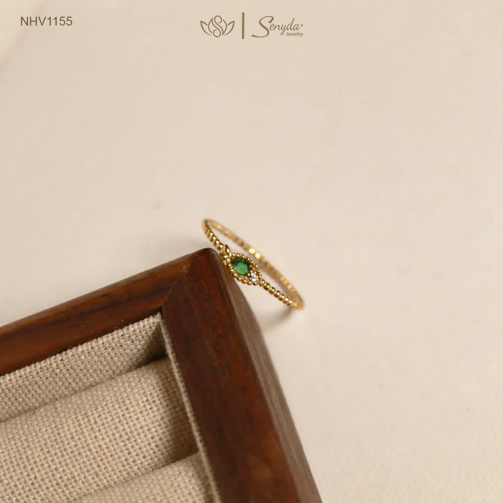 NHV1155 Nhẫn vàng Senyda mặt cá đá đai bi trơn