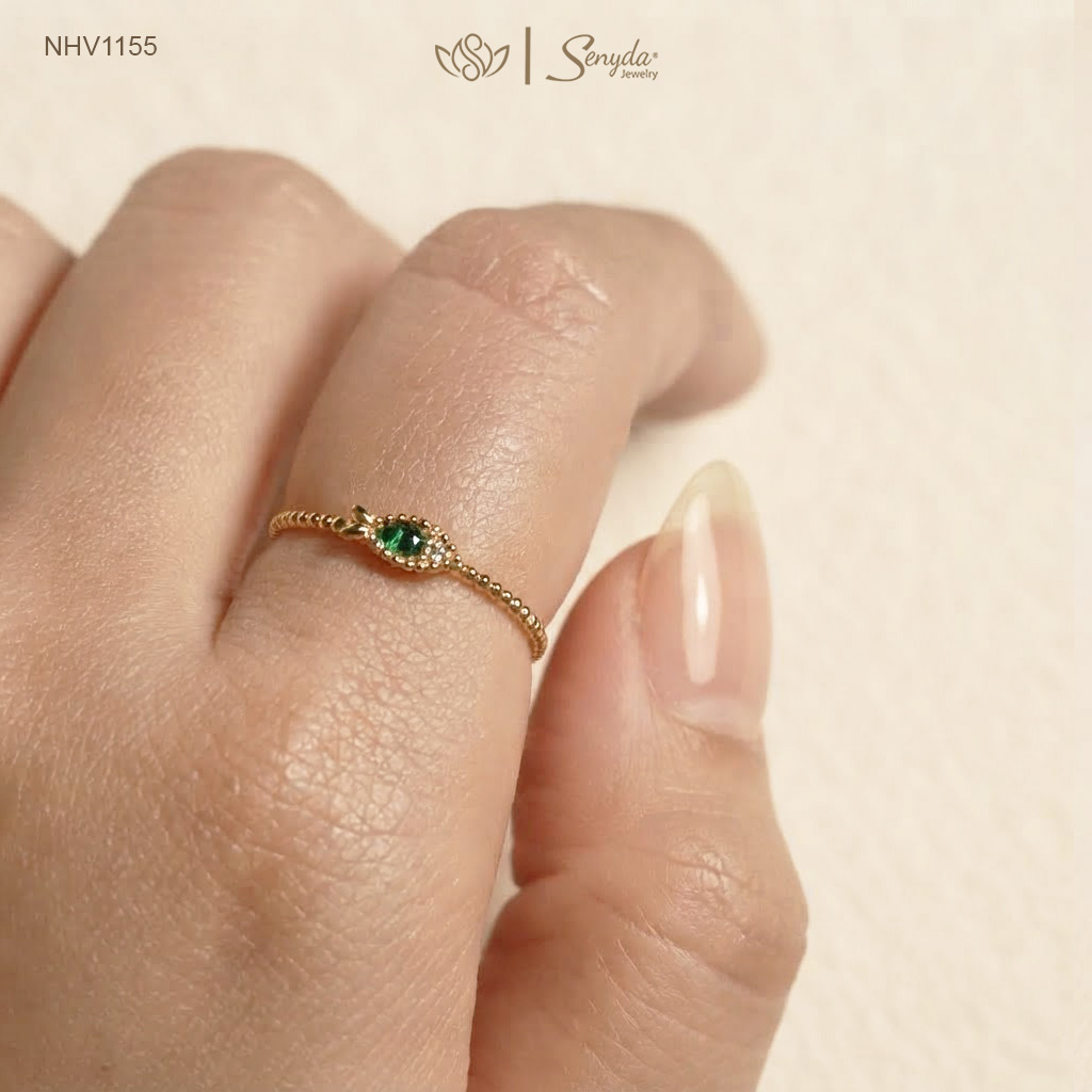 NHV1155 Nhẫn vàng Senyda mặt cá đá đai bi trơn